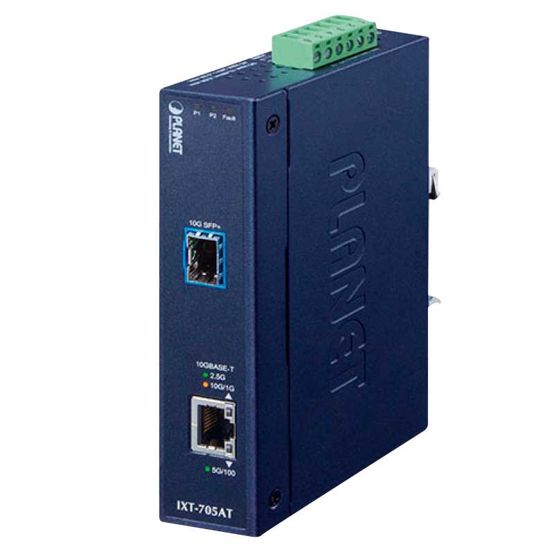 Conversor de Medios Industrial PLANET™ 10G / 5G / 2.5G / 1G / 100M de Cobre a 10GBASE-X SFP+//PLANET™ Industrial 10G/5G/2.5G/1G/100M Copper to 10GBASE-X SFP+ Media Converter