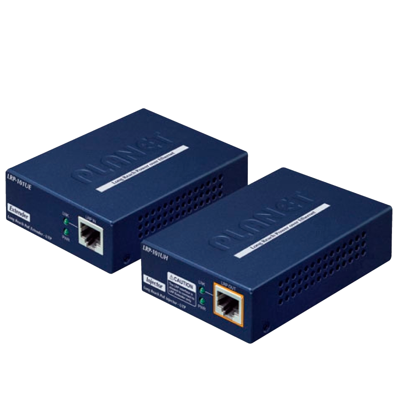 Kit Extensor PLANET™ de Largo Alcance de 1 Puerto PoE+ sobre UTP (LRP-101UH + LRP-101UE)//PLANET™ 1-Port Long Reach PoE over UTP Extender Kit (LRP-101UH + LRP-101UE)