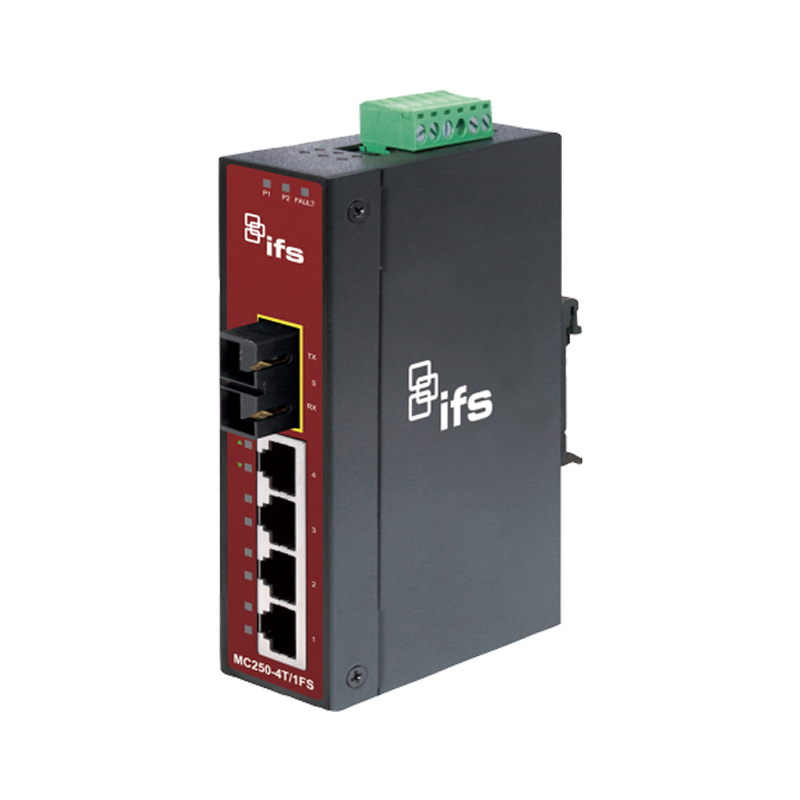 Conversor Industrial UTC™ IFS® de 4 x FastEthernet a Fibra (1 x SC, MonoModo) - Carril DIN (15Km)//UTC™ IFS® 4-Port (1 x SC, Single Mode) Industrial Non-manageable FastEthernet Media Converter - DIN Rail (15Km)