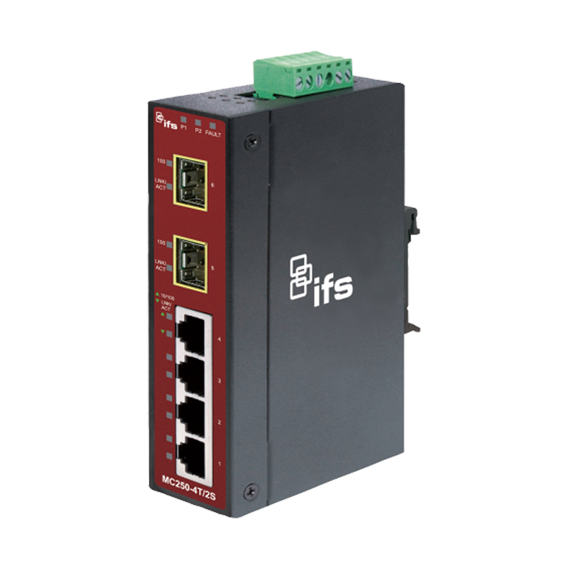 Conversor Industrial UTC™ IFS® de 4 x FastEthernet a Fibra (2 x SFP) - Carril DIN//UTC™ IFS® 4-Port (2 x SFP) Industrial FastEthernet Non-manageable Media Converter - DIN Rail
