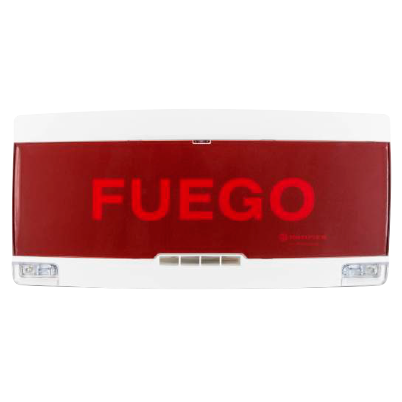 Letrero Luminoso Interior Blanco HONEYWELL™ de FUEGO - EN54/3 y 54/23//HONEYWELL™ White Indoor Light FUEGO Sign - EN54/3 and 54/23