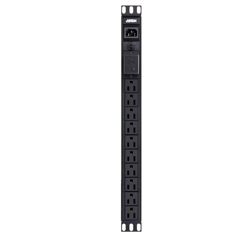 PDU básica ATEN™ de 1U 10A de 10 Puertos con Protección de Tensión//ATEN™ 1U 10A 10Port Basic PDU with Surge Protection