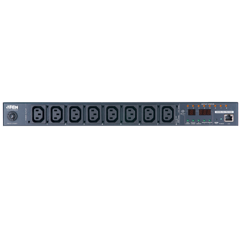 PDU ECO ATEN™ Conmutada y con Salidas Medidas 1U de 8 Tomas y 20A/16A//ATEN™ 20A/16A 8-Outlet 1U Outlet-Metered & Switched ECO PDU