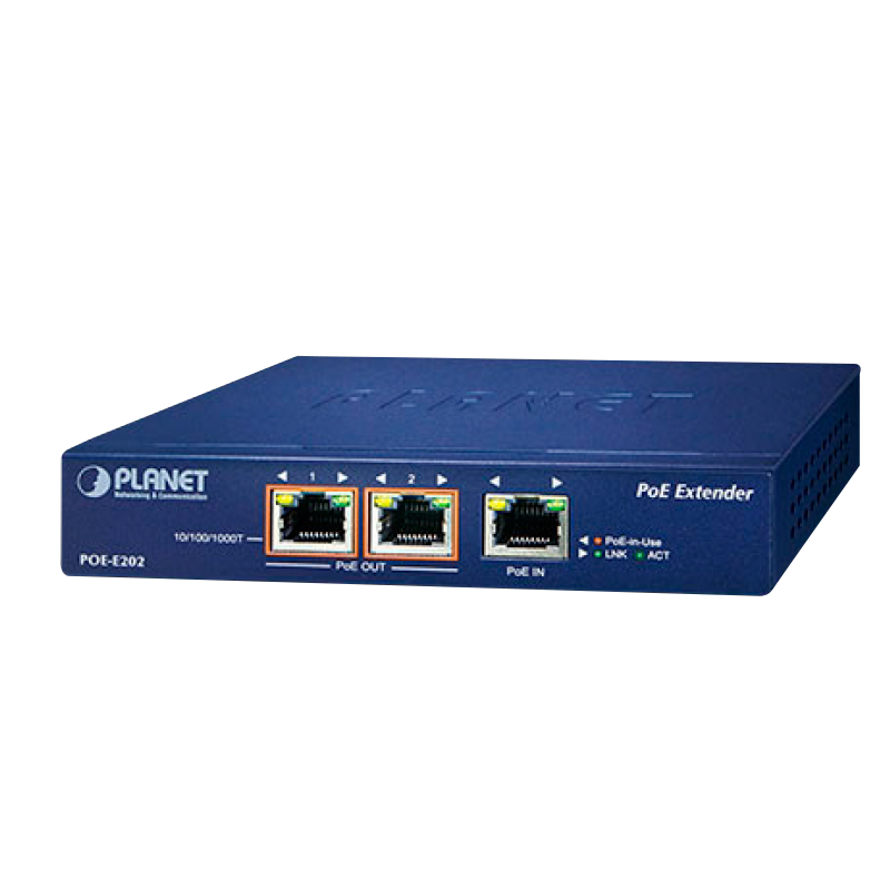 Extensor Gigabit PoE+ PLANET™ de 1 Puerto 802.3at PoE a 2 Puertos 802.3af/at (Montaje en Pared) - Capa 2 (30W)//PLANET™ 1-Port 802.3at PoE+ to 2-Port 802.3af/at Gigabit PoE Extender (Wall-Mountable) - L2 (30W)