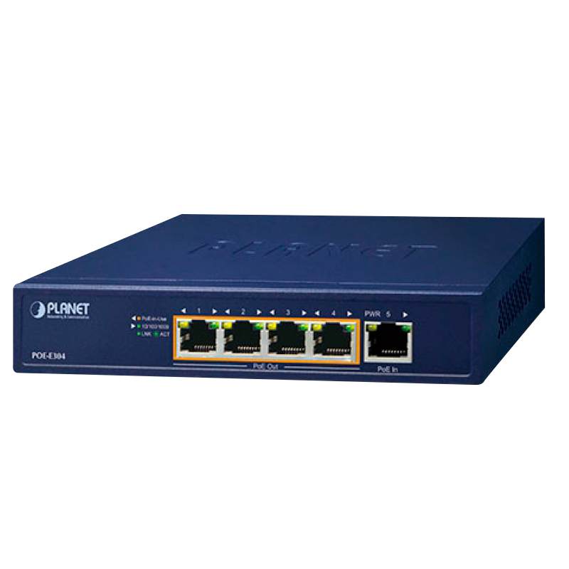 Extensor PoE PLANET™ de 1 Puerto 802.3bt PoE++ a 4 Puertos 802.3af/at Gigabit (Montaje en Pared) - Capa 2 (65W)//PLANET™ 1-Port 802.3bt PoE++ to 4-Port 802.3af/at Gigabit PoE Extender (Wall-Mountable) - L2 (65W)