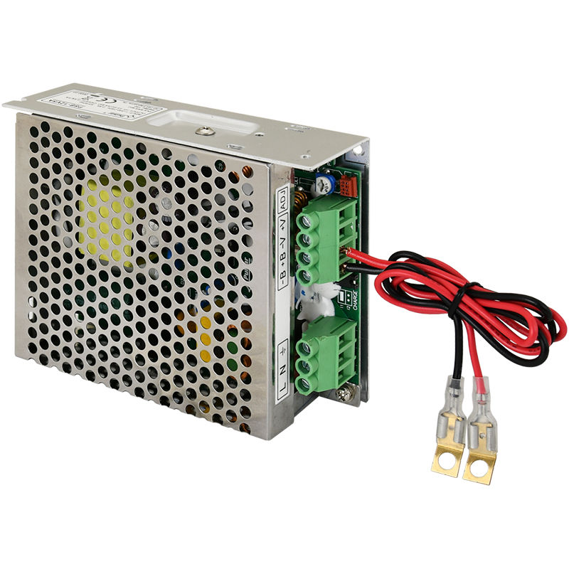 Fuente PULSAR® con Respaldo en Caja de Rejilla 13.8VDC/5Amp con Conectores Cableados//13.8VDC / 5Amp Grid Box Backed PULSAR® Power Supply with Hardwired Connectors
