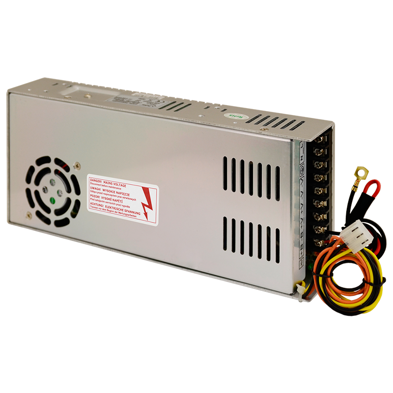 Fuente PULSAR® con Respaldo en Caja de Rejilla 54VDC/5Amp con Conectores Cableados//54VDC / 5Amp Grid Box Backed PULSAR® Power Supply with Hardwired Connectors