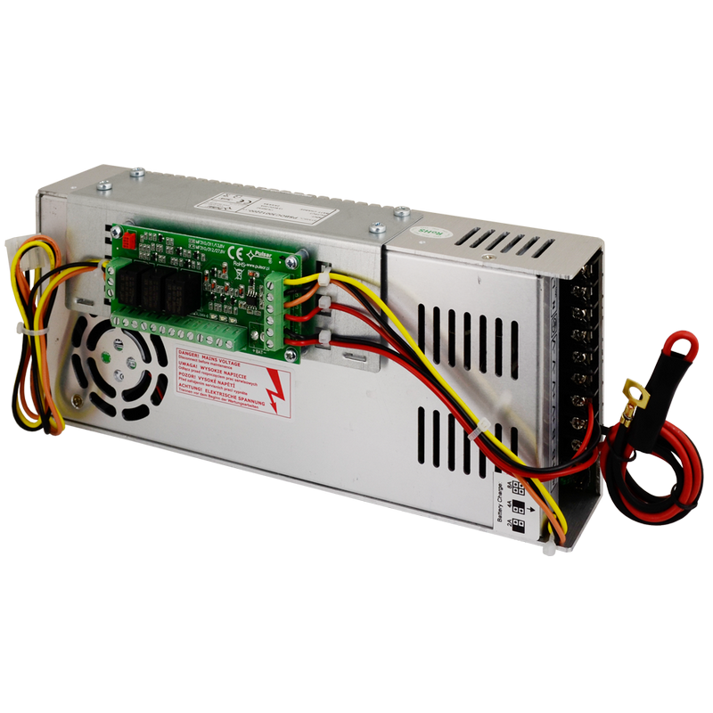 Fuente PULSAR® con Respaldo en Caja de Rejilla 13.8VDC/20Amp/OC con Conectores Cableados//PULSAR® Buffered PSU in 13,8 / 20A / OC Grid Box with Wired Connectors