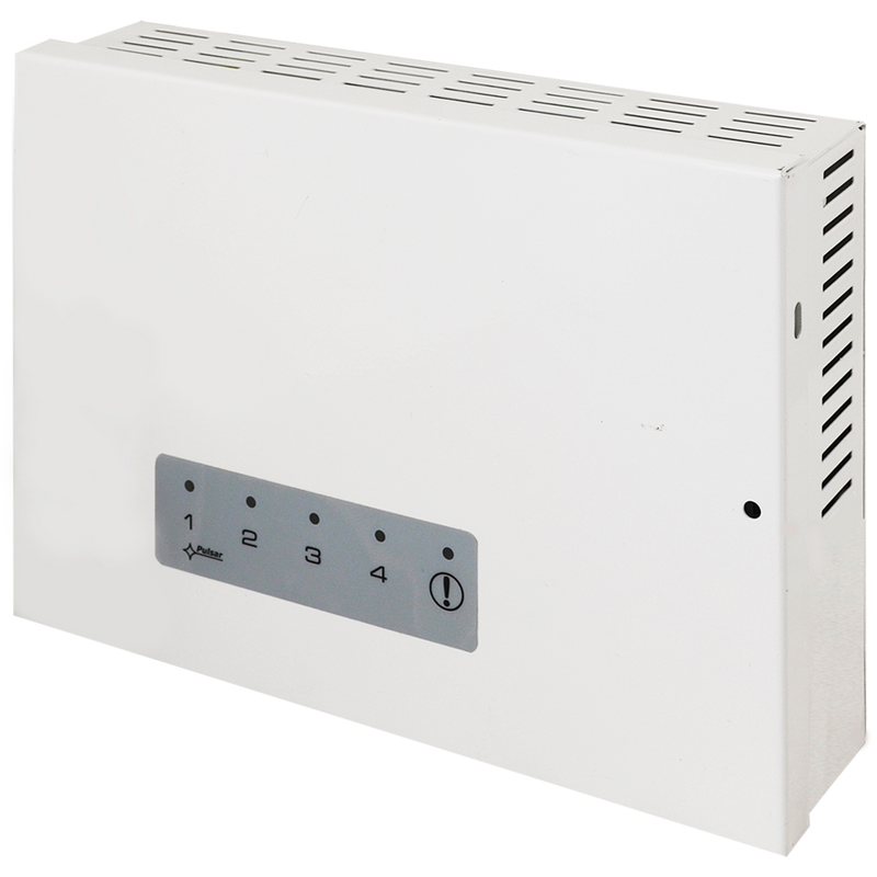 Fuente con Fusibles PULSAR® de 12VDC/4Amp (4 Salidas de 1Amp) en Caja Metálica//PULSAR® PSU with Fuses 12V / 4A / 4x1A in Metal Enclosure