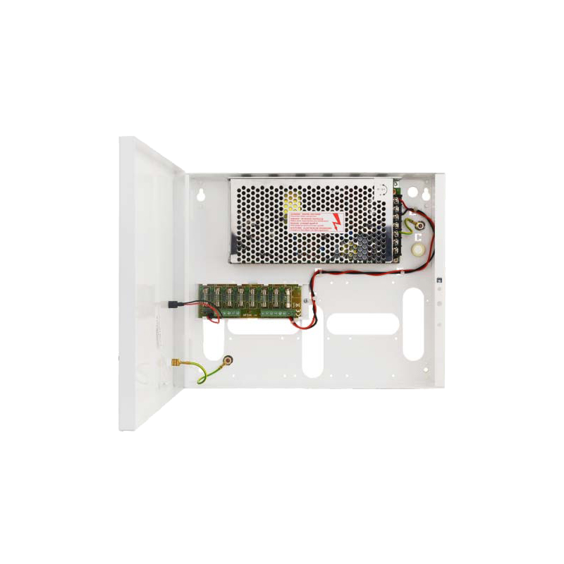 Fuente en Caja Metálica PULSAR® de 12VDC/8Amp (8 Salidas de 1Amp/TOPIC) con Dos Secciones//PULSAR® 12V / 8A / 8x1A / TOPIC PSU in Metal Enclosure with Two Sections