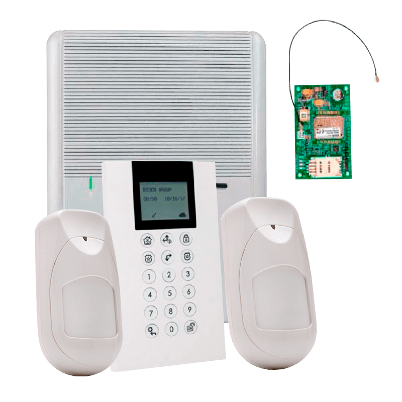 Kit Virtual RISCO™ Agility™ 4 con 3 PIR + GSM + RTC + Teclado PANDA - G2//RISCO™ Agility™ 4 Virtual Kit with 3 PIR + GSM + PSTN + PANDA Keypad - G2