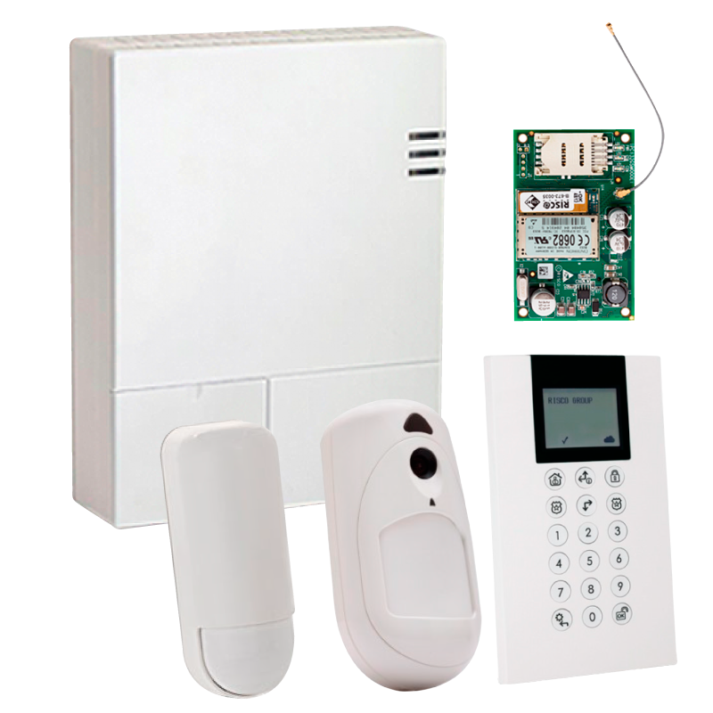 Kit Virtual RISCO™ WiComm™ con 1 PIR + 1 PIRCAM + GSM 2G + Teclado - G2//RISCO™ WiComm™ Kit Virtual with 1 PIR + 1 PIRCAM + GSM 2G + Keypad - G2