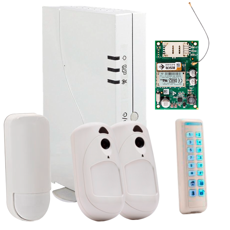 Kit Virtual RISCO™ WiComm™ con 1 PIR + 2 PIRCAM + GSM 2G + Teclado - G2//RISCO™ WiComm™ Kit Virtual with 1 PIR + 2 PIRCAM + GSM 2G + Keypad - G2