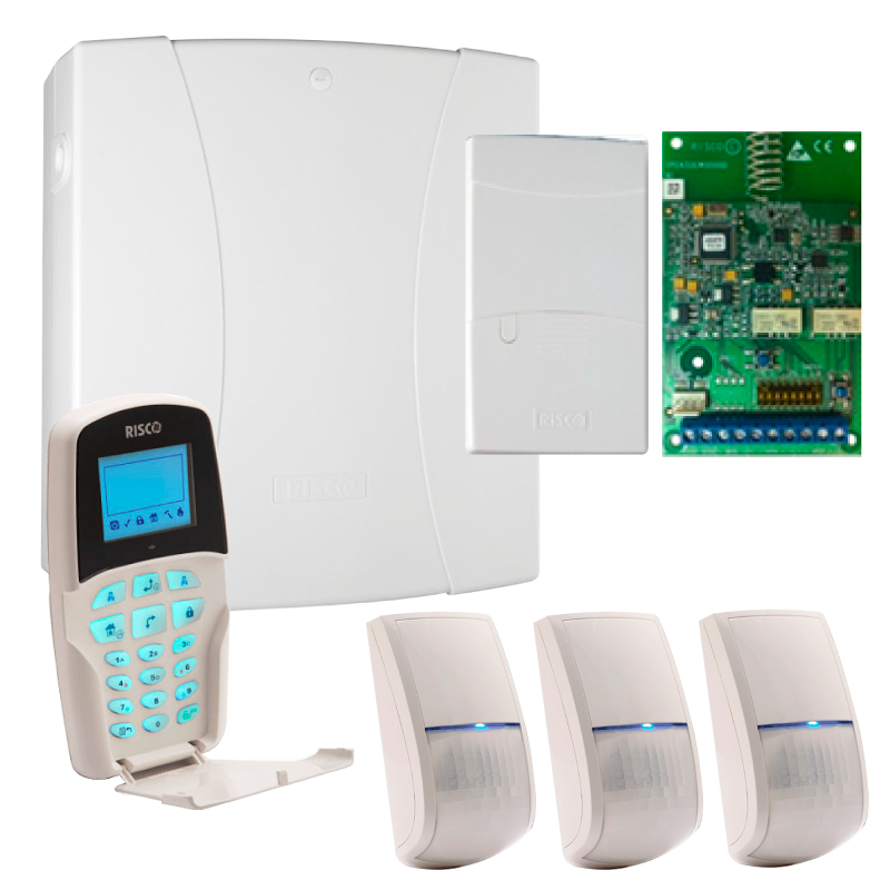 Kit Virtual RISCO™ LightSYS™ con 3 Detectores PIR + Receptor Vía Radio + Teclado LCD - G2//RISCO™ LightSYS™ Virtual Kit with 3 PIR Detectors + Radio Receiver + LCD Keypad - G2