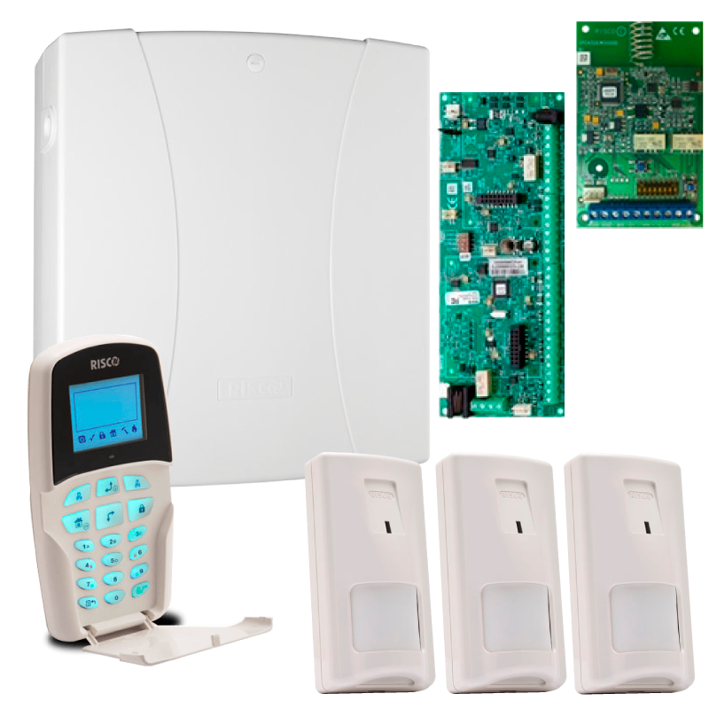Kit Virtual RISCO™ LightSYS™ con 3 Detectores PIR + Receptor Vía Radio + Teclado LCD - G2//RISCO™ LightSYS™ Virtual Kit with 3 PIR Detectors + Radio Receiver + LCD Keypad - G2