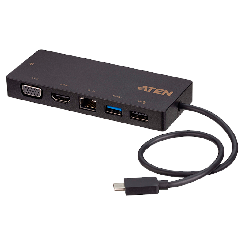 Docking Station Compacta USB-C Multipuerto ATEN™ con power pass-through//ATEN™ USB-C Multiport Mini Dock with Power Pass-Through