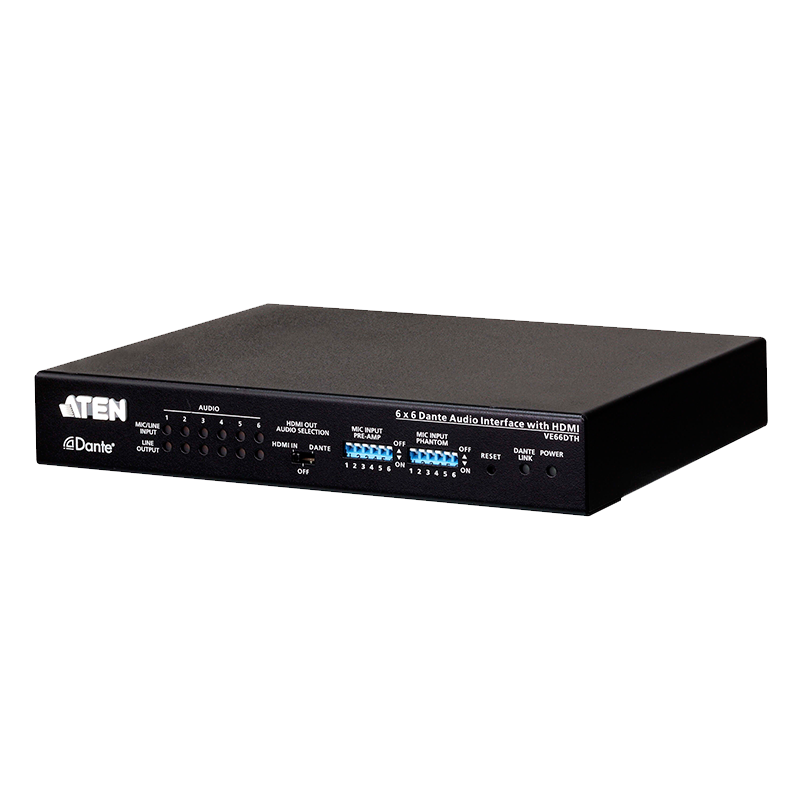 Interfaz de Audio ATEN™ Dante 6 x 6 con HDMI//ATEN™ 6 x 6 Dante Audio Interface with HDMI