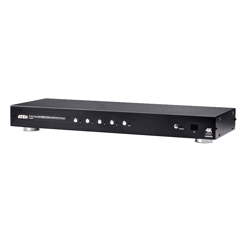 Switch HDMI True 4K ATEN™ de 4 puertos con salida dual//ATEN™ 4-Port True 4K HDMI Switch with Dual Output