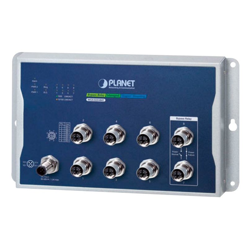 Switch Gestionable Industrial PLANET™ de Montaje en Pared de 8 Puertos 10/100/1000T M12 - (Din Rail) Capa 2+//PLANET™ Industrial 8-Port 10/100/1000T M12 Wall-mount Managed Switch (Din Rail) - L2+
