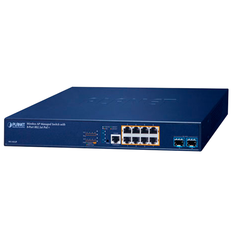 Switch Gestionable AP Inalámbrico PLANET™ con 8 x 802.3at PoE+ y 2 x 10G SFP+ - Capa 2 (120W)//PLANET™ Wireless AP Managed Switch with 8-Port 802.3at PoE + 2-Port 10G SFP+ - L2 (120W)