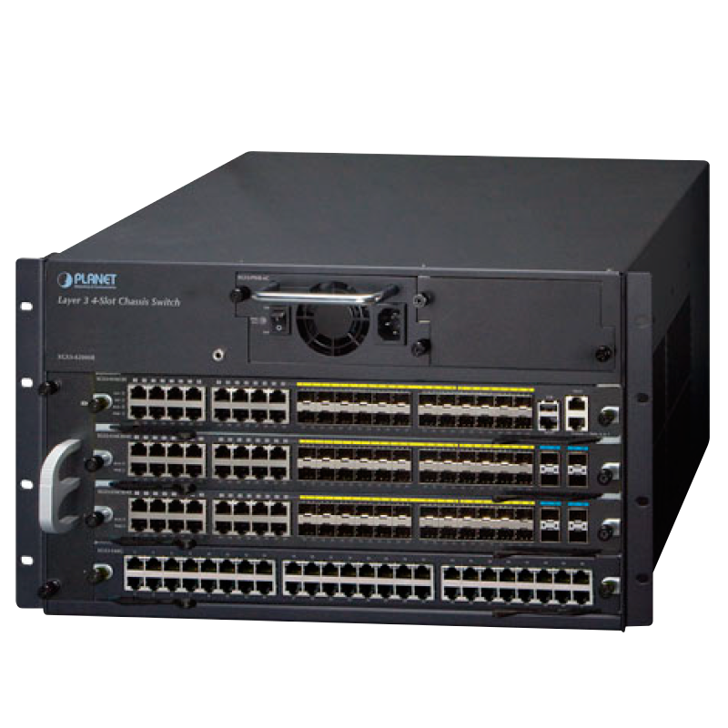 Chasis de Enrutamiento para Switches PLANET™ de 4 Slots L3 IPv6/IPv4//PLANET™ 4-Slot Layer 3 IPv6/IPv4 Routing Chassis Switch