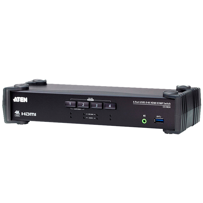 Switch KVMP™ ATEN™ HDMI 4K USB 3.0 de 4 puertos//4-Port USB 3.0 4K HDMI KVMP™ ATEN™ Switch with Audio Mixer Mode