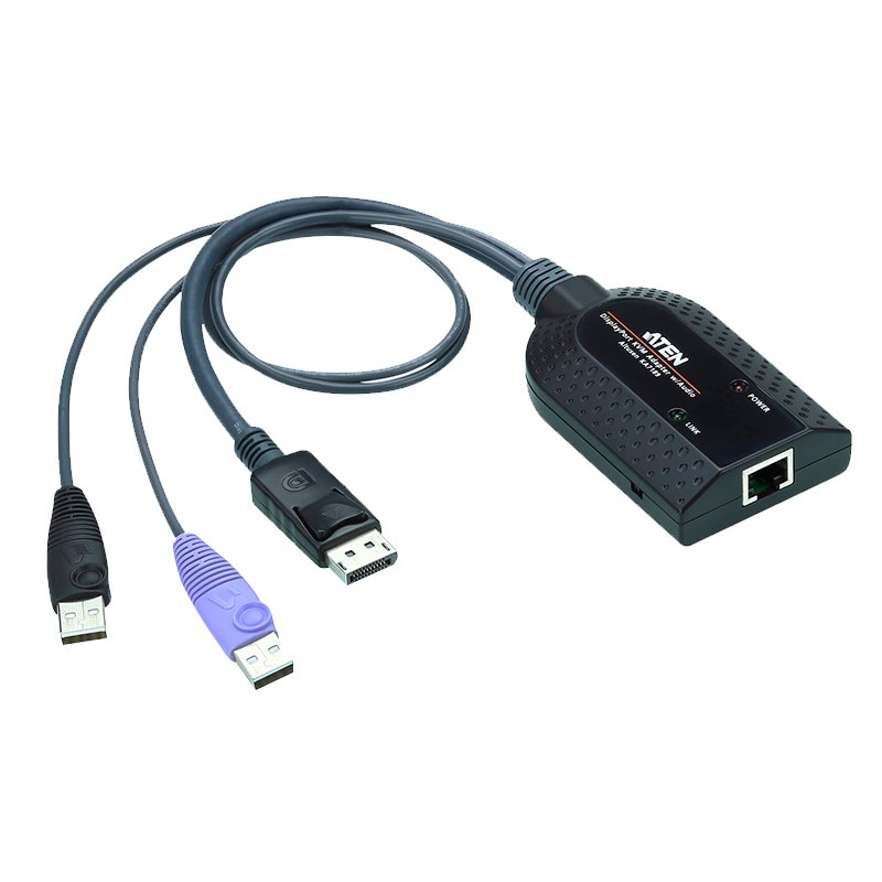 Adaptador KVM DisplayPort USB Compatible Smart Card con Virtual Media y desembebedor de Audio ATEN™ KA7189//ATEN™ KA7189 USB DisplayPort Virtual Media KVM Adapter (Support Smart Card Reader and Audio De-Embedder) 