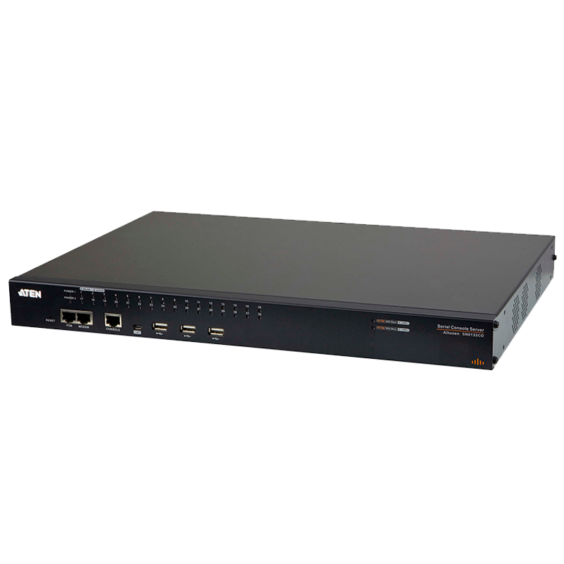 Servidor de Consola Serie ATEN™ por IP de 32 puertos con puerto de red y fuente de alimentación redundantes//ATEN™ 32-Port Serial Console Server with Dual Power/LAN