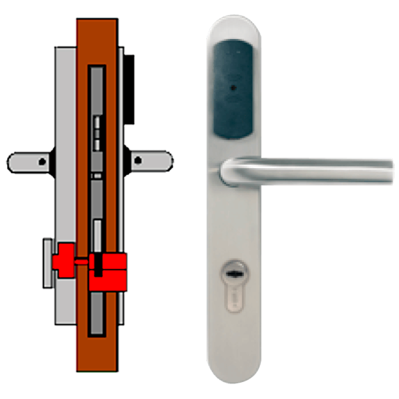 Manilla OFF-LINE TESA® SMARTair™ L8O (Update On Card) con Privacidad Elec. & Mec. (IP55)//OFF-LINE (Update On Card) TESA® SMARTair™ Escutcheon L8O with Elec. & Mech. Privacy (IP55)