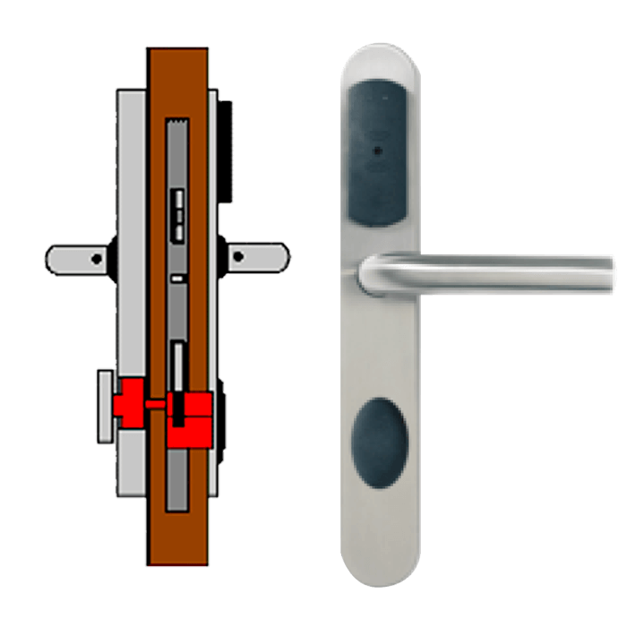 Manilla OFF-LINE TESA® SMARTair™ L8O Wireless Ready (Update On Card) con Privacidad Elec. & Mec.//OFF-LINE (Wireless Ready) TESA® SMARTair™ Escutcheon L8O with Elec. & Mech. Privacy