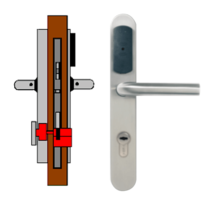 Manilla OFF-LINE TESA® SMARTair™ L8V Wireless Ready (Update On Card) con Privacidad Elec. & Mec.//OFF-LINE (Wireless Ready) TESA® SMARTair™ Escutcheon L8V with Elec. & Mech. Privacy