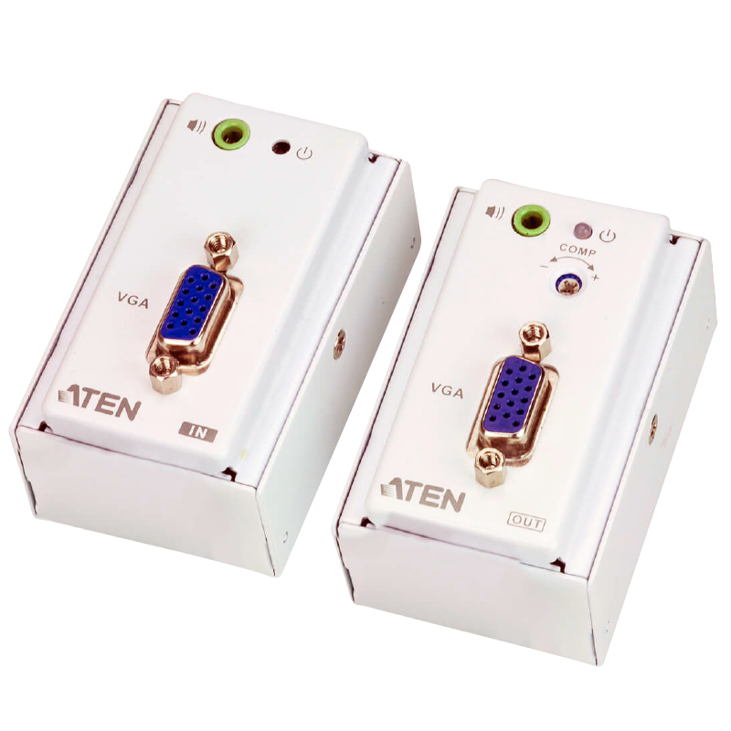 Extensor encastrable VGA/Audio sobre Cat 5 con embellecedor (1280 x 1024 a 150 m) ATEN™ VE157//ATEN™ VE157 VGA/Audio Cat 5 Extender with MK Wall Plate (1280 x 1024 @150 m)