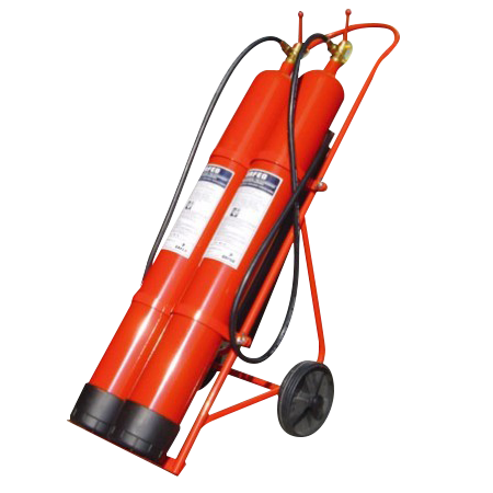 Carro Extintor de 20 Kg. CO2 - 2 Botellas//20 Kg CO2 Fire Extinguisher Trolley with - 2 Bottles