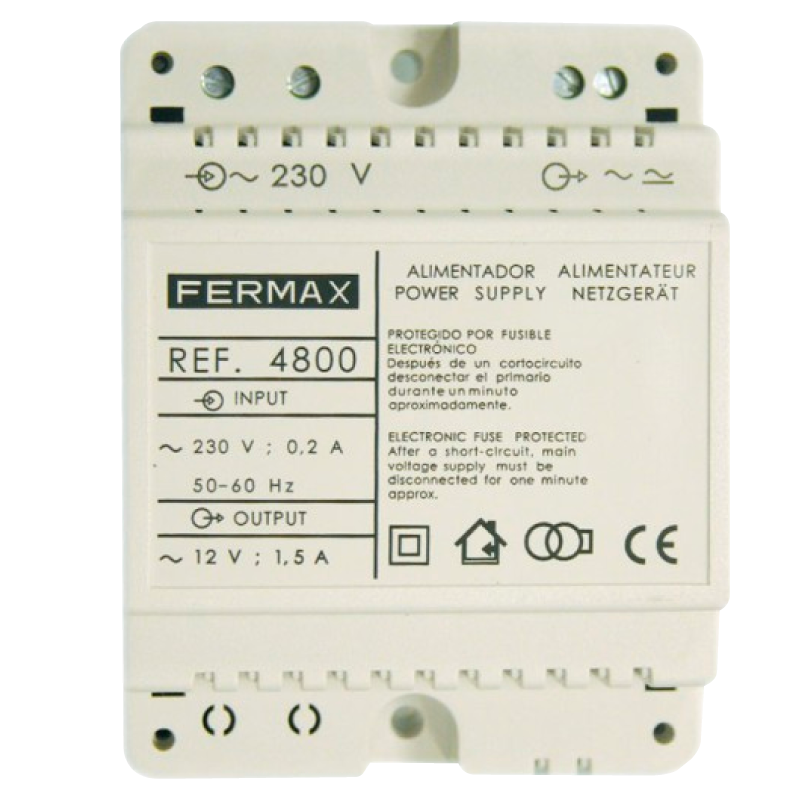 Alimentador FERMAX® 230VAC/12VAC-1,5Amp - DIN4//FERMAX® Power Supply 230VAC / 12VAC-1,5Amp - DIN4
