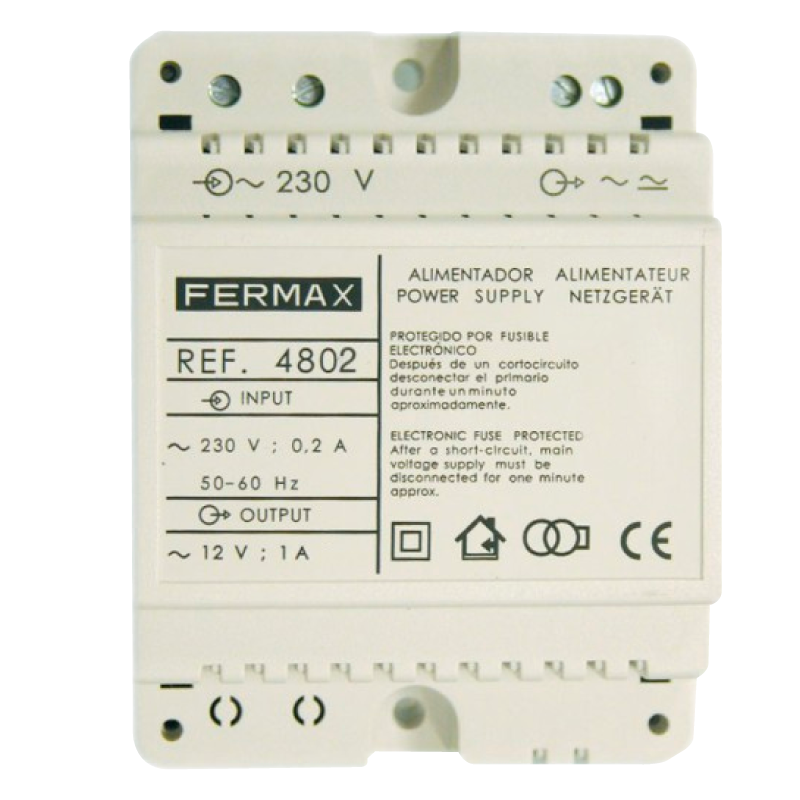Alimentador FERMAX® 230VAC/12VAC-1Amp - DIN4//FERMAX® 230VAC / 12VAC-1Amp Power Supply - DIN4