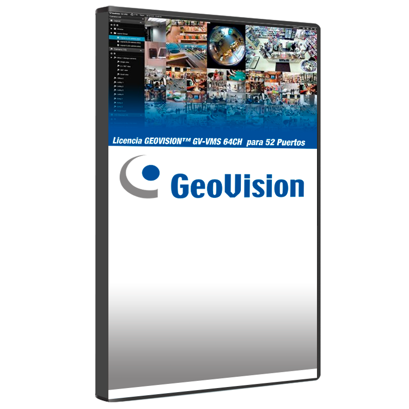 Licencia GEOVISION™ GV-VMS 64CH para 52 Puertos//GEOVISION™ GV-VMS 64-Channel License with 52 Third-Party Channels