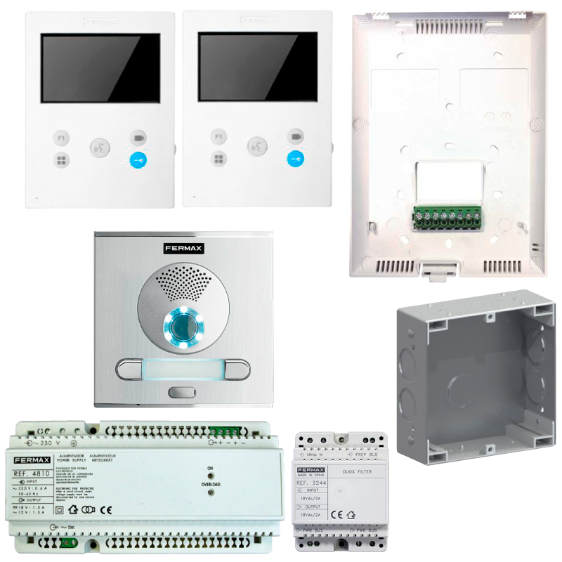 Kit FERMAX® VEO-XS™ DUOX™ 2/L (Placa CITY™ y Monitores VEO-XS™)//FERMAX® VEO-XS™ DUOX™ 2/L Kit (CITY™ Entry Panel and VEO-XS™ Monitors)