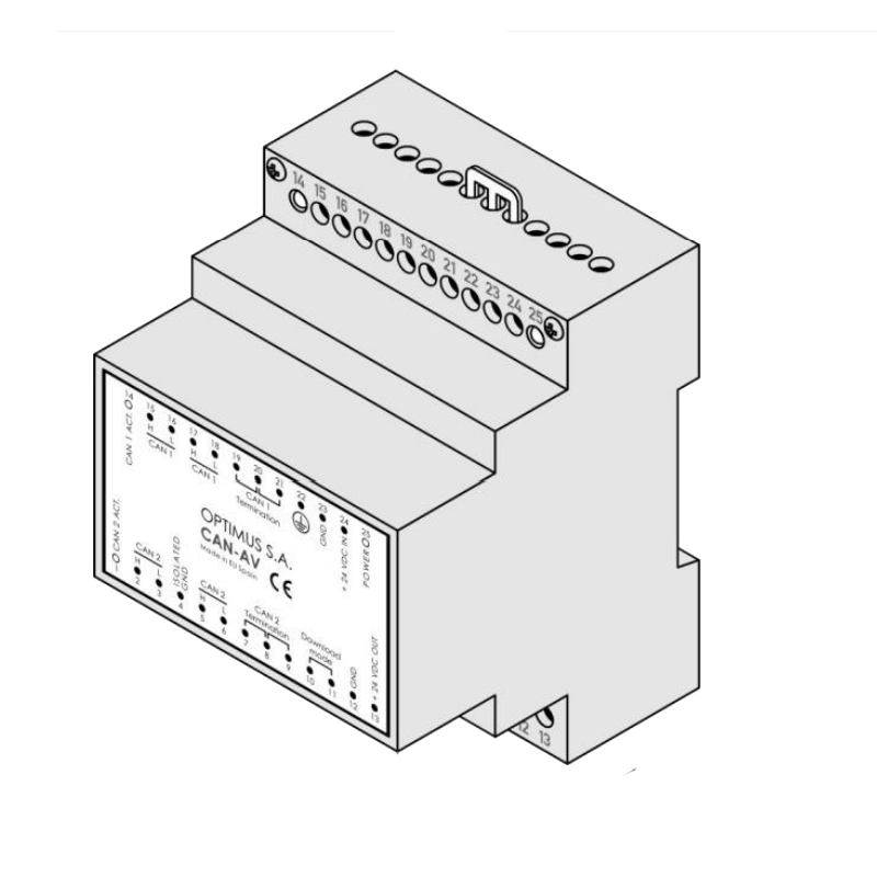 Adaptador de Velocidad Bus CAN COMPACT™ CAN-AV (Carril DIN)//COMPACT™ CAN-AV (DIN Rail) CAN Bus Adapter