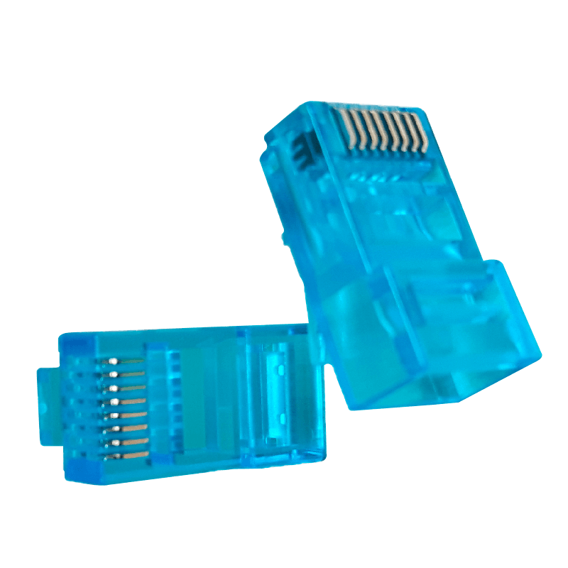 Conector RJ45 Macho UTP Cat6 sin Guía Azul//Cat6 UTP Male RJ45 Connector with Guide - Blue