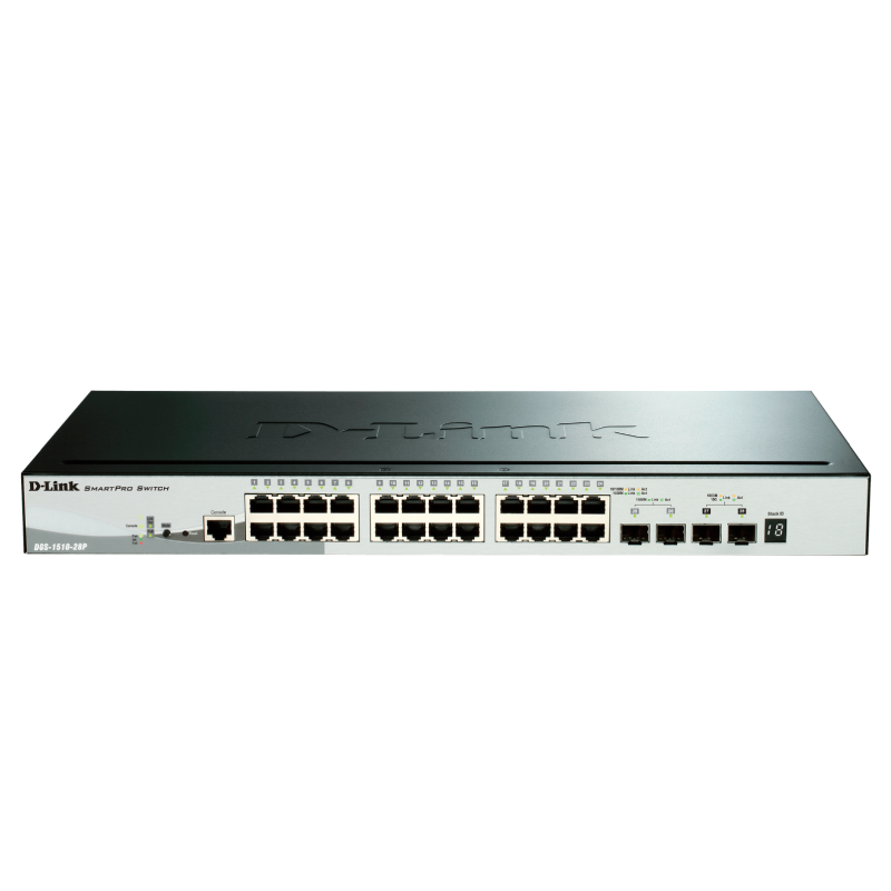 Switch D-Link® Gigabit PoE+ de 24 Puertos Ethernet (+2 SFP, +2 SFP+ 10G) Apilable//D-Link® Gigabit 24-Port Ethernet PoE Switch (+2 SFP, +2 SFP+ 10G) Stackable