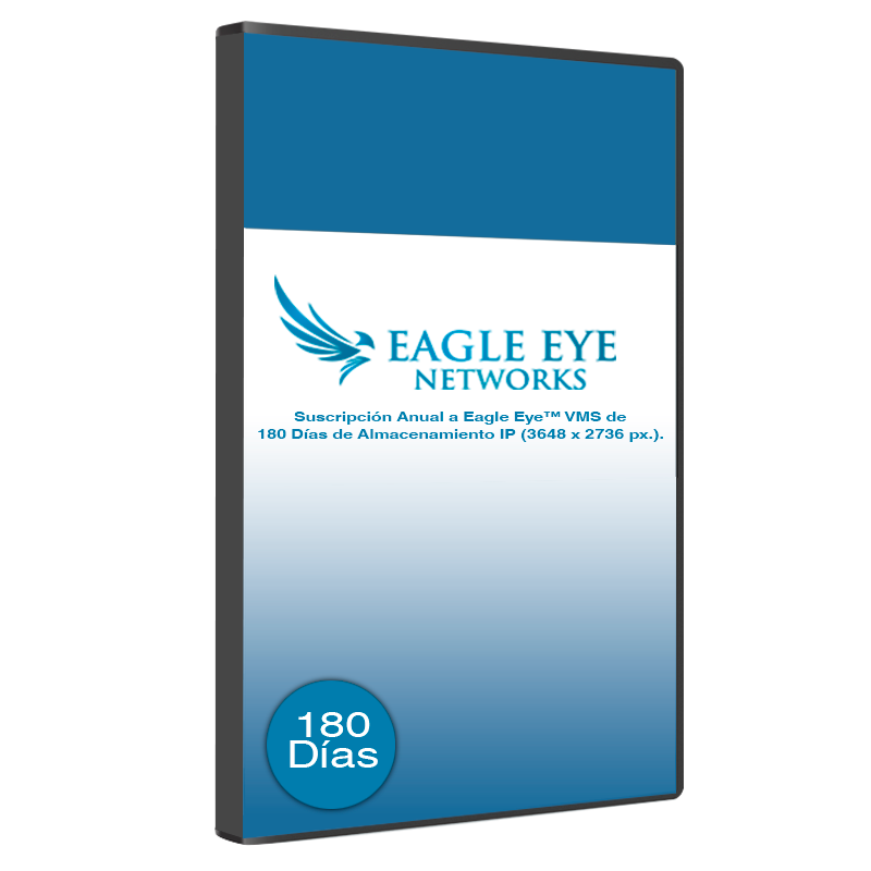 Suscripción Anual a Eagle Eye™ VMS de 180 Días de Almacenamiento IP (3648 x 2736)//Eagle Eye™ VMS HD10 (3648 x 2736) for 180 Days Cloud Recording Yearly Suscription