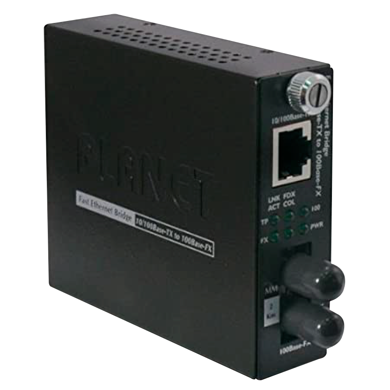 Convertidor de Medios Inteligente PLANET™ de 10/100Base-TX a 100Base-FX (ST, Multi-Modo) - 2 km //PLANET™ 10/100Base-TX to 100Base-FX (ST, Multi-Mode) Smart Media Converter - 2km