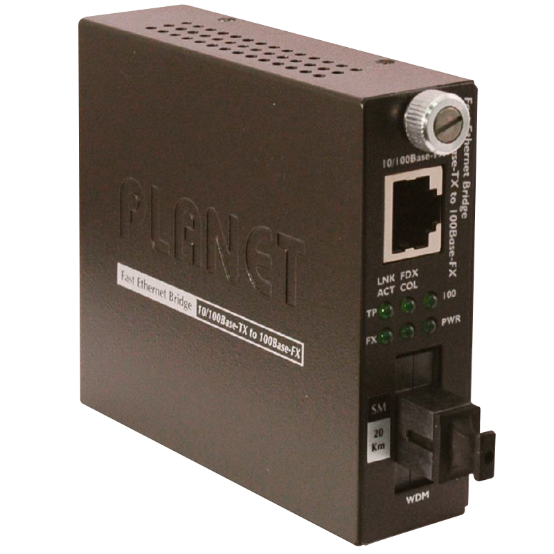 Conversor de Medios Inteligente PLANET™ de 10/100Base-TX a 100Base-FX (SC WDM, Mono-Modo) - TX: 1550nm - 20km// PLANET™ 10/100Base-TX to 100Base-FX (SC WDM, Single-Mode) Smart Media Converter- TX: 1550nm-20km