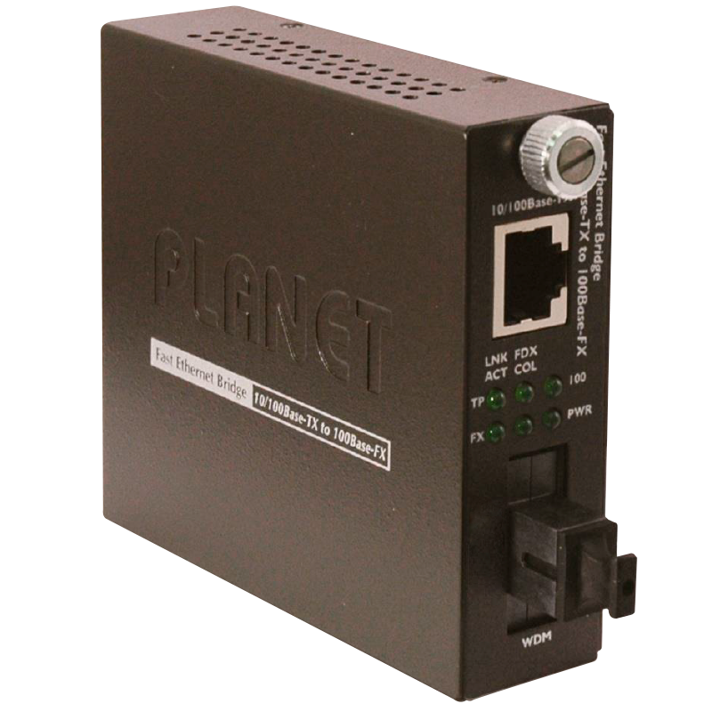 Convertidor de Medios Inteligente PLANET™ de 10/100Base-TX a 100Base-FX WDM - Tx: 1550 - 60 Km// PLANET™ 10/100Base-TX to 100Base-FX WDM Smart Media Converter - Tx: 1550 - 60Km