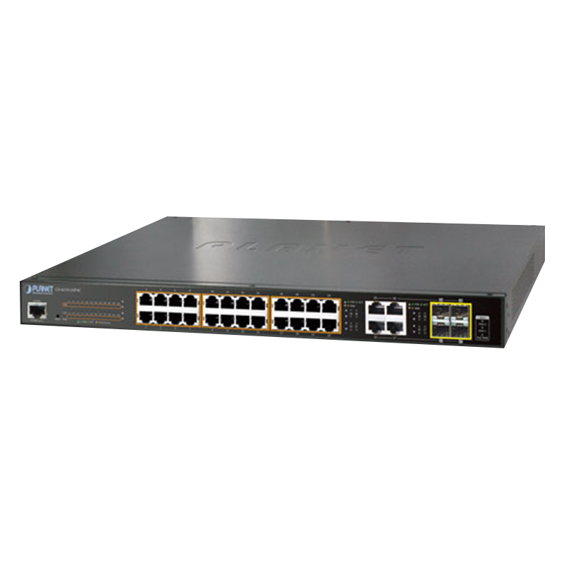 Switch Gigabit Gestionable PoE+ PLANET™ de 24 Puertos (+4 TP/SFP) Capa 2 - 220W//PLANET™ 24-Ports (+4 TP/SFP) PoE+ Gigabit Manageable L2 Switch - 220W