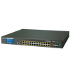 Switch Gestionable PLANET™ 24 Puertos PoE+ & 4 Puertos 10G SFP+ con Pantalla Táctil LCD - L2+ con Enrutado Estático L3 (400W)//PLANET™ 24-Port PoE+ & 4-Port 10G SFP+ Managed Switch with LCD Touch Screen - L2+ with L3 Static Routing (400W)