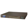Switch Gestionable PLANET™ 24 Puertos PoE+ & 4 Puertos 10G SFP+ con Pantalla Táctil LCD - L2+ con Enrutado Estático L3 (600W)//PLANET™ 24-Port PoE+ & 4-Port 10G SFP+ Managed Switch with LCD Touch Screen - L2+ with L3 Static Routing (600W)