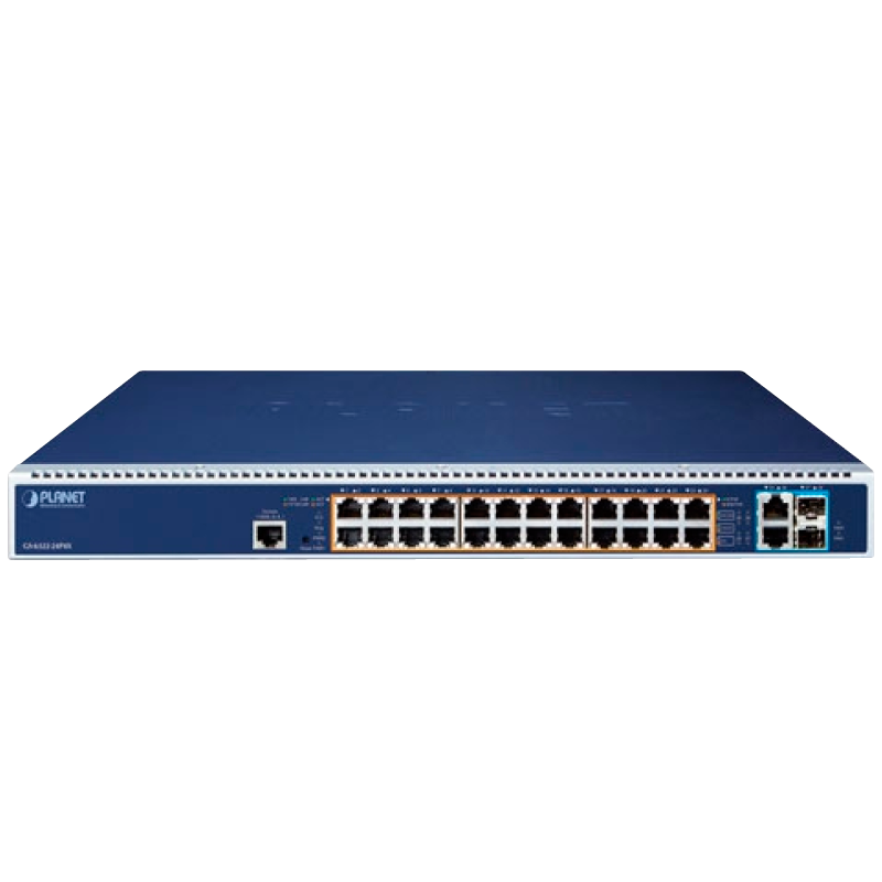 Switch Gestionable PLANET™ de 24 Puertos 802.3ab PoE++ (+2 TP 10G, +2 10G SFP+) - L3 (2000W+)//PLANET™ 24-Port 10/100/1000T 802.3bt PoE + 2-Port 10GBASE-T + 2-Port 10G SFP+ Managed Switch with Dual Modular Power Supply Slots - L3 (2000W+)