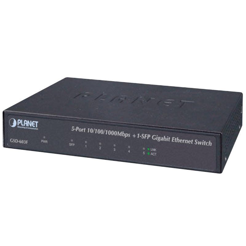 Switch PLANET™ 10/100/1000Mbps (5 Puertos + 1 SFP)//PLANET™ 10/100/1000Mbps Switch (5 Ports + 1 SFP)