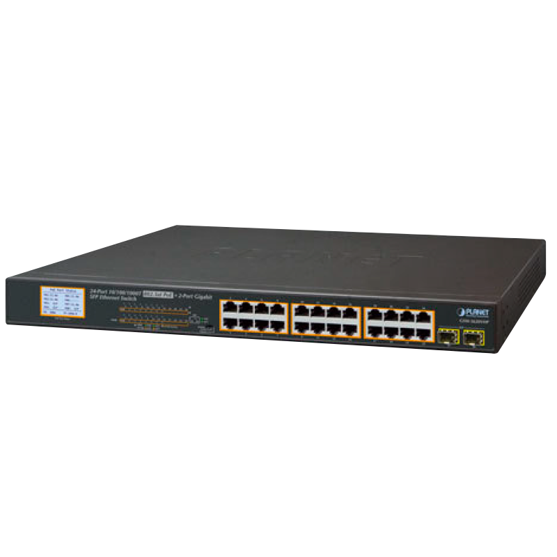 Switch Ethernet PLANET™ de 24 Puertos PoE+ & 2 Gigabit SFP (300W)//PLANET™ 24-Port PoE+ & 2-Port Gigabit SFP Ethernet Switch (300W)